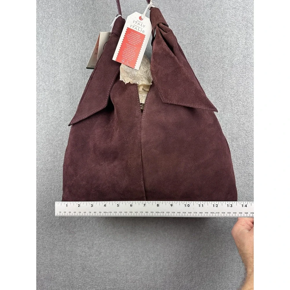 Divina Firenze Shoulder Bag Womens Large Burgundy Suede Leather Handmade Italy - Picture 6 of 11